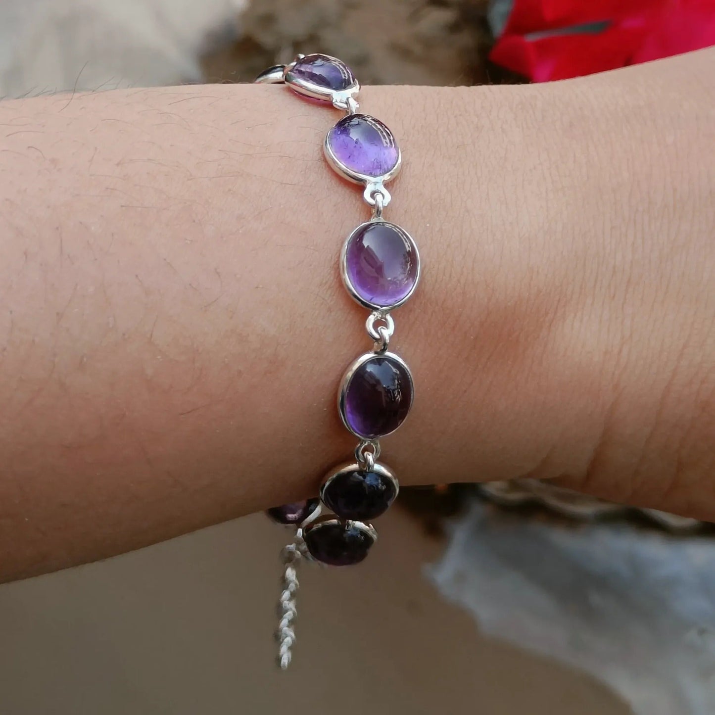 Amethyst 925 Sterling Silver Handmade Bracelet.