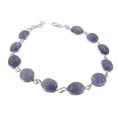 Amethyst 925 Sterling Silver Handmade Bracelet.