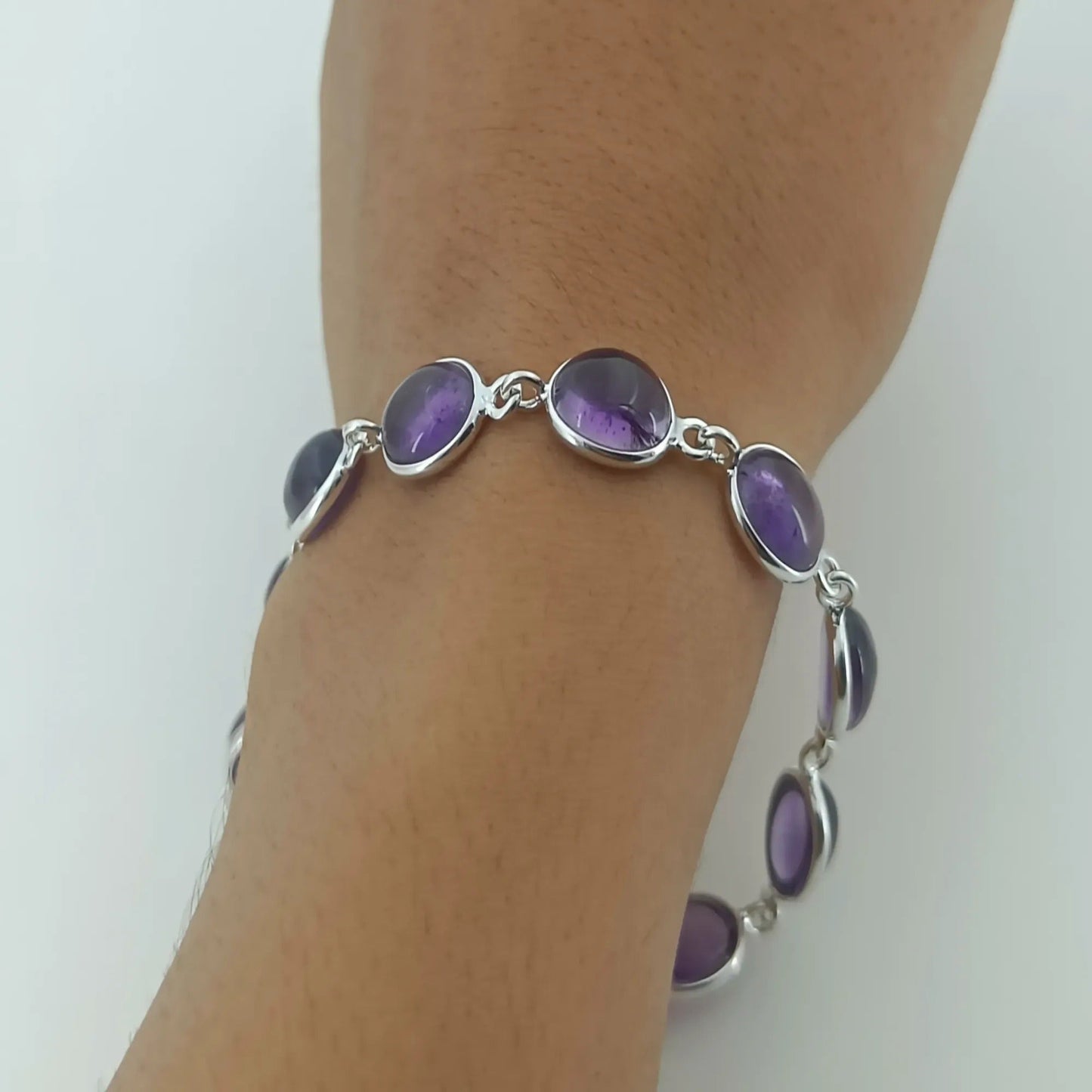 Amethyst 925 Sterling Silver Handmade Bracelet.