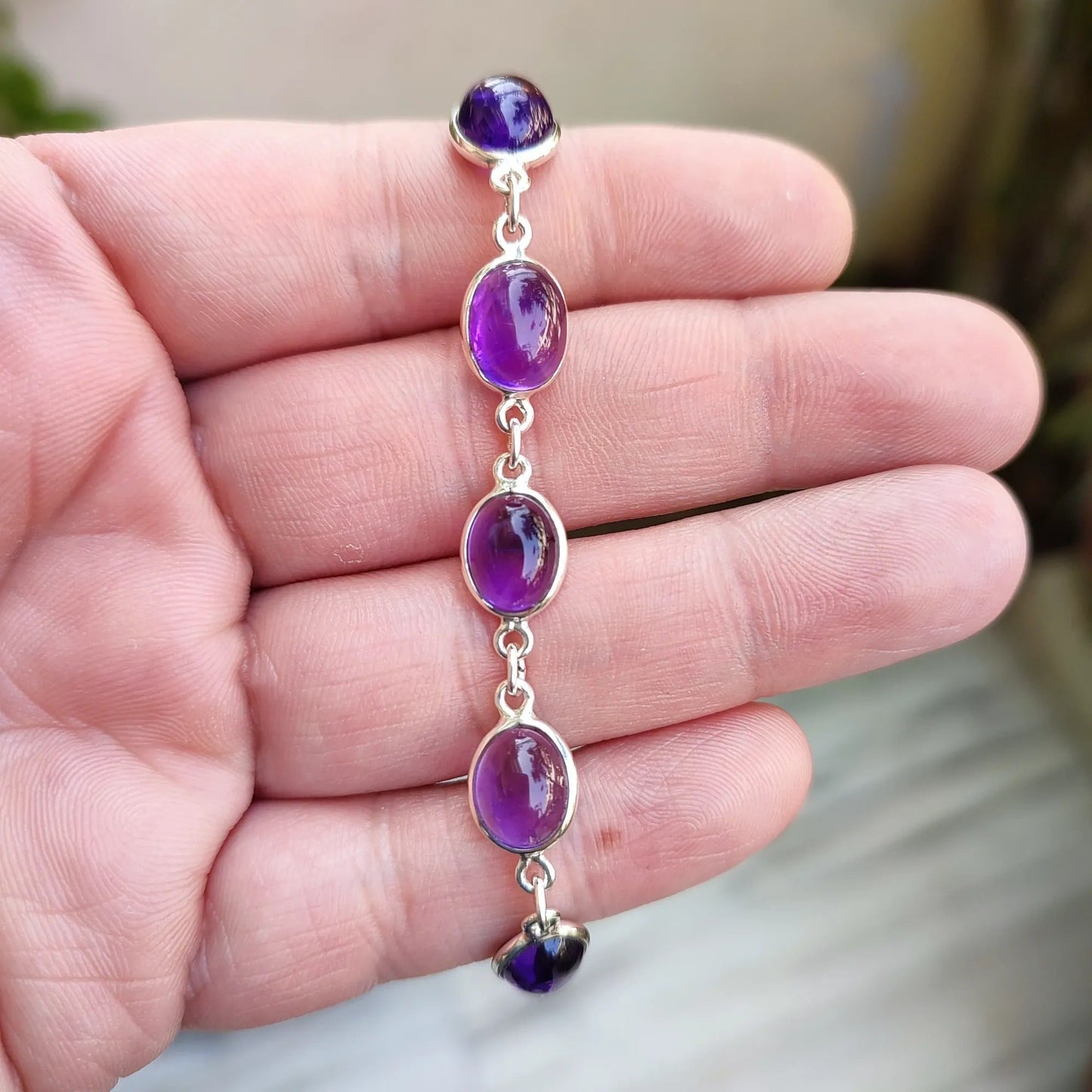 Amethyst 925 Sterling Silver Handmade Bracelet.